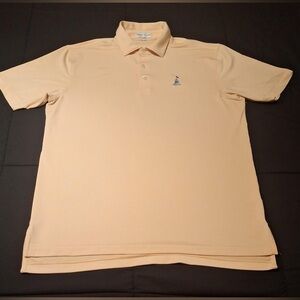 Peter Millar Summer Comfort Men’s Golf Shirt Orange Stripe Medium With Logo